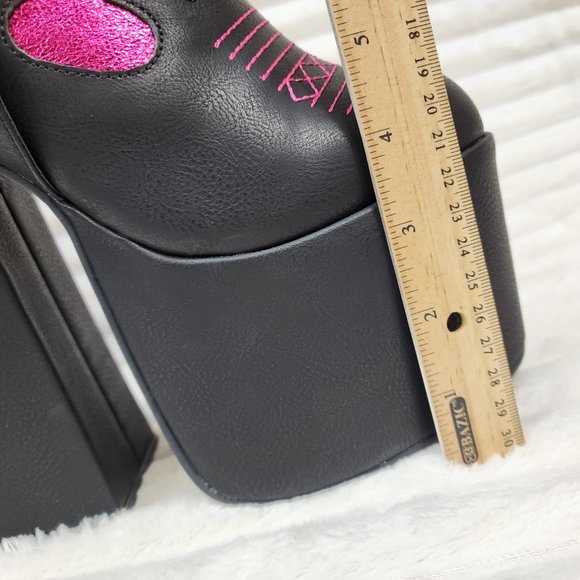 Free Your Mind Western Designed Platform Chunky Heel Knee Boots Festival Gothic - Picture 17 of 17